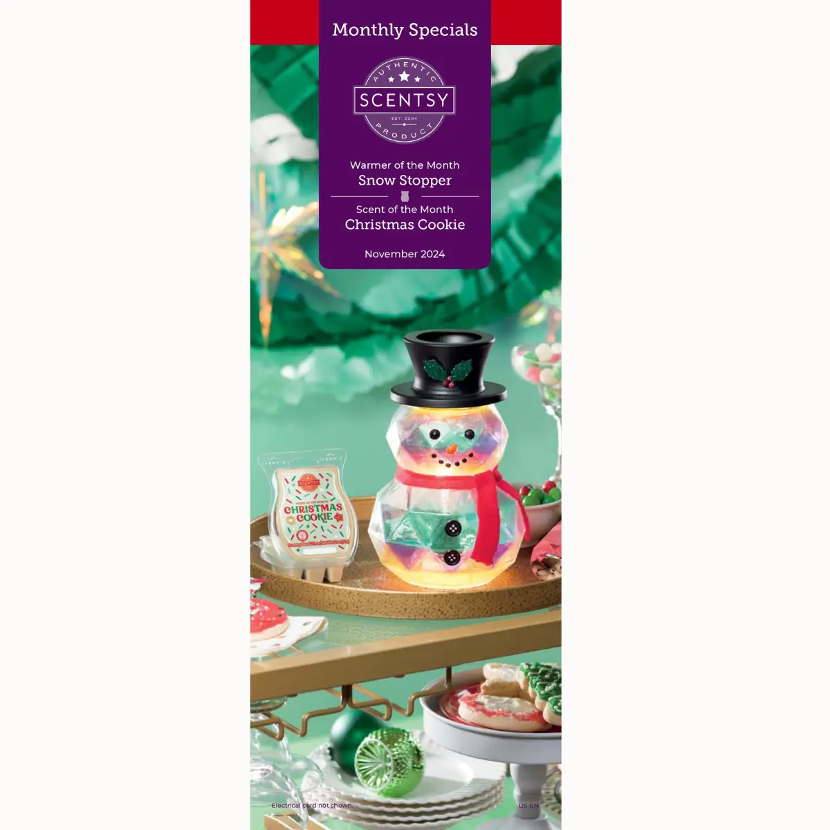 Scentsy November 2024 Warmer of the Month - Snow Stopper Prismatic Snowman + Christmas Cookie