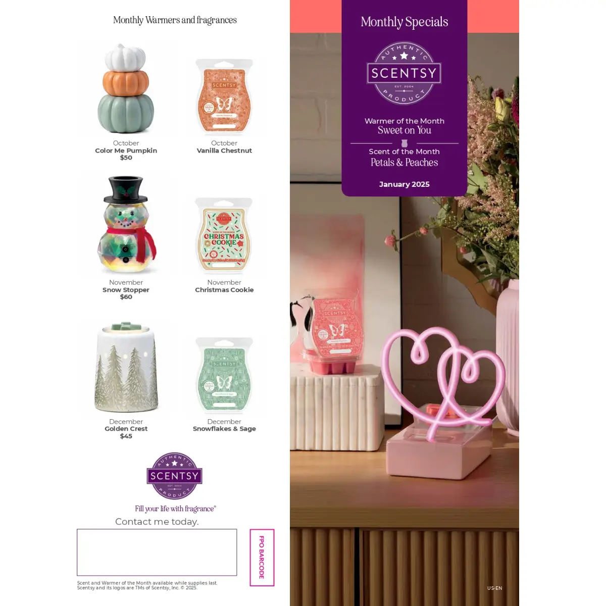 Scentsy January 2025 Warmer of the Month - Sweet on You + Petals & Peaches