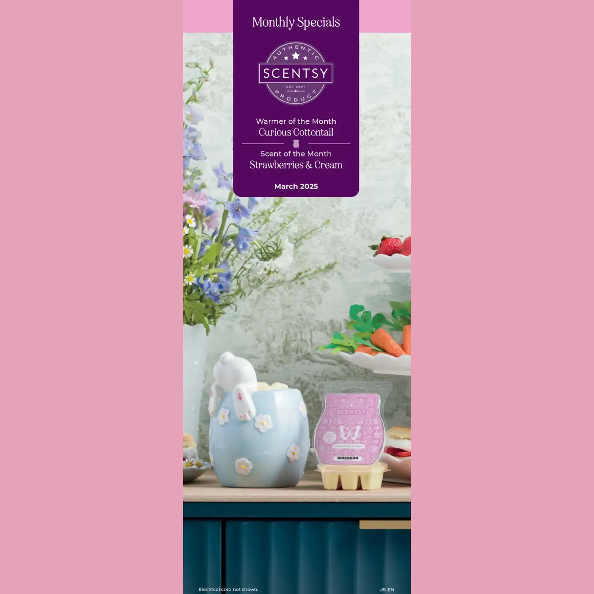 Scentsy March 2025 Warmer of the Month - Curious Cottontail + Strawberries & Cream