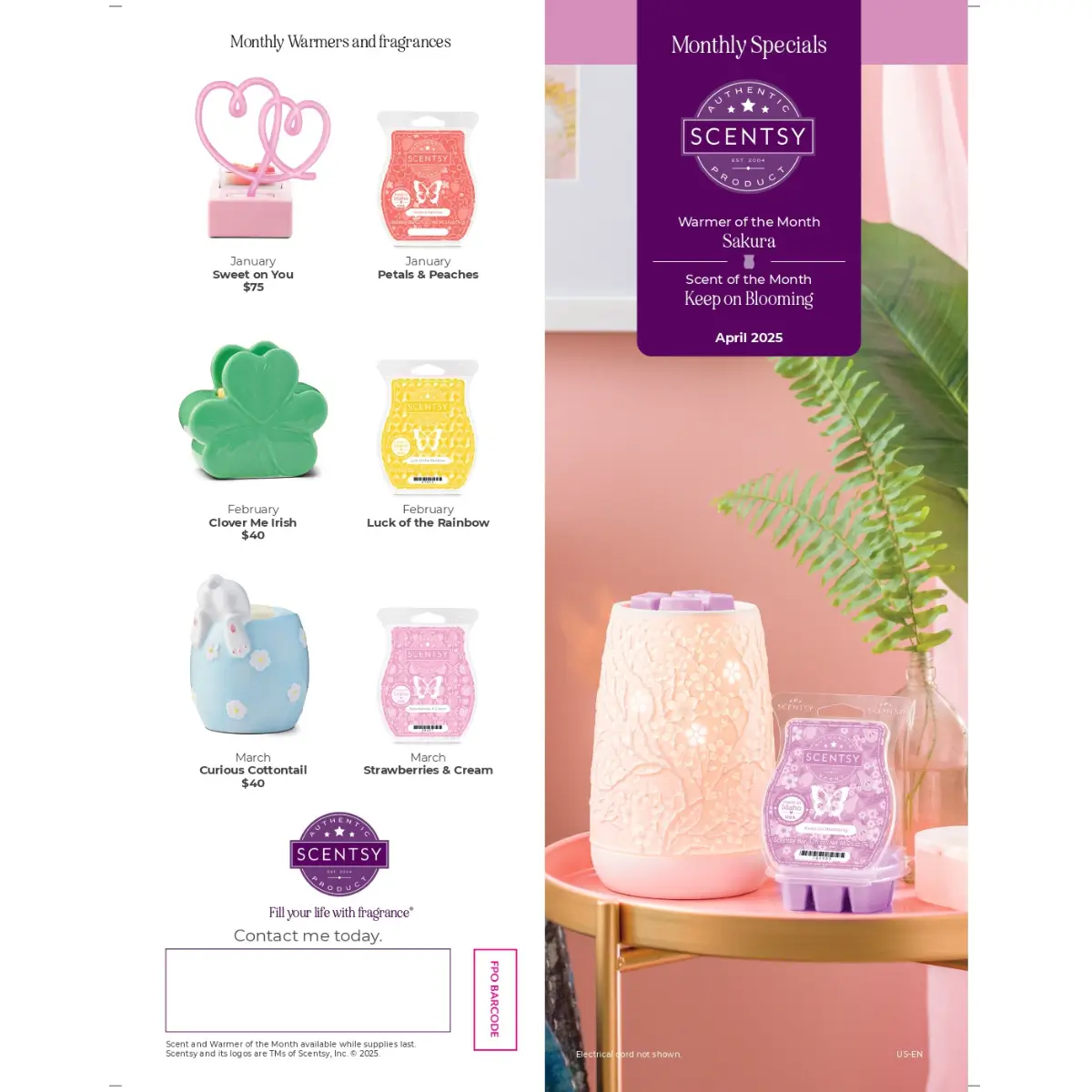 Scentsy April 2025 Warmer of the Month - Sakura Cherry Blossom & Keep on Blooming