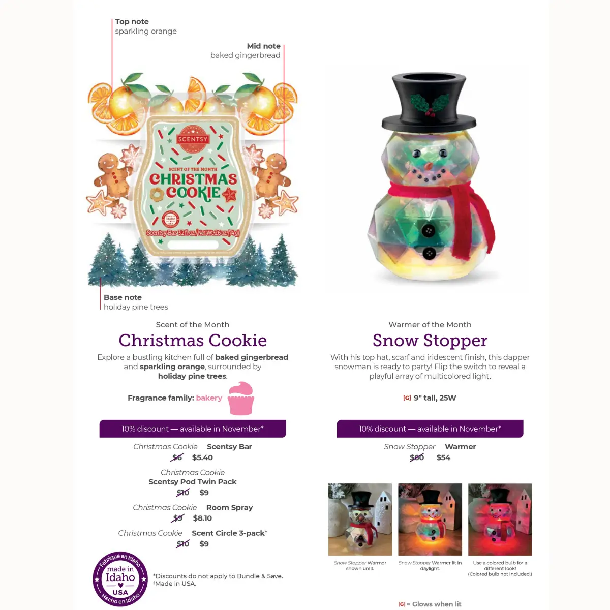 Scentsy November 2024 Warmer of the Month - Snow Stopper Prismatic Snowman + Christmas Cookie