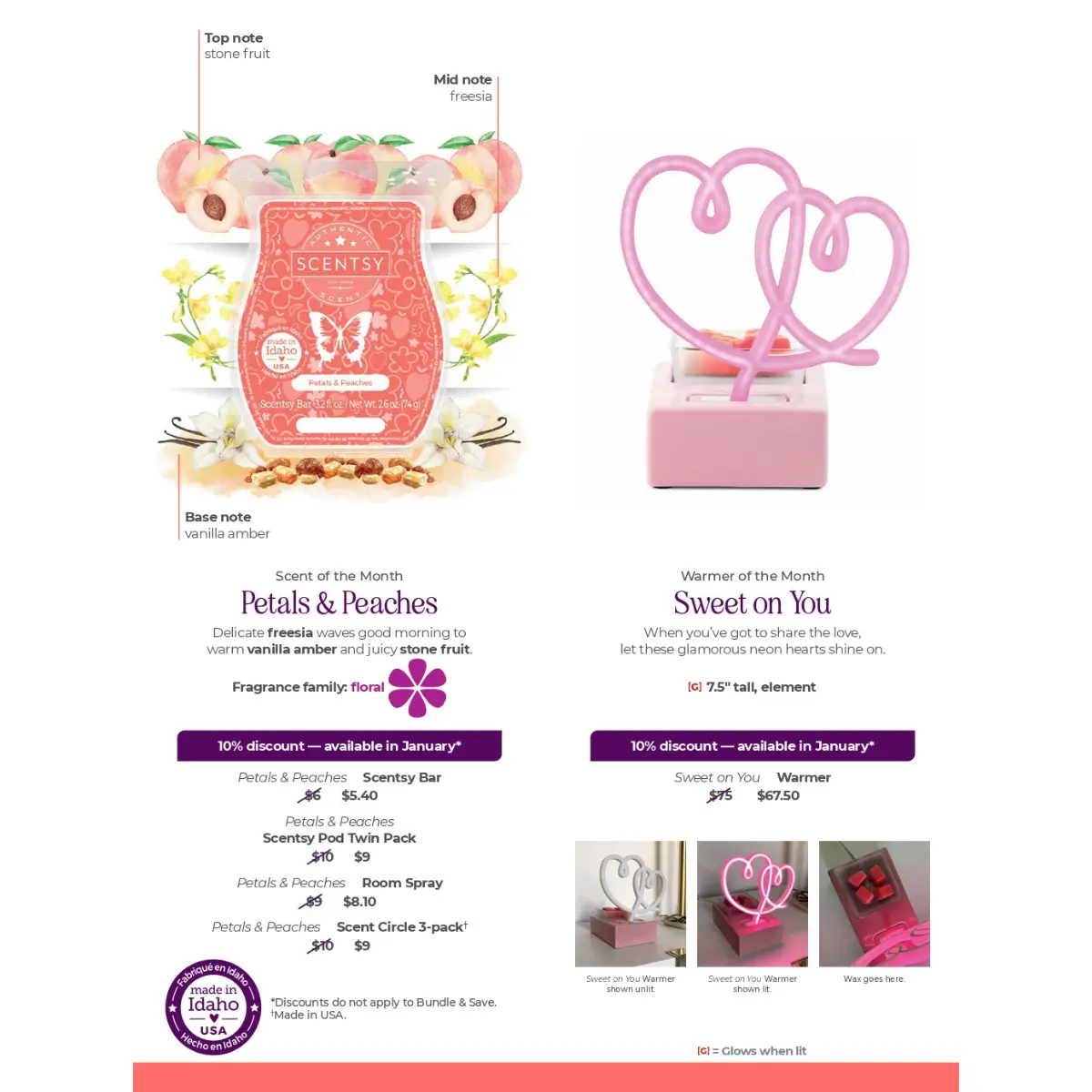 Scentsy January 2025 Warmer of the Month - Sweet on You + Petals & Peaches
