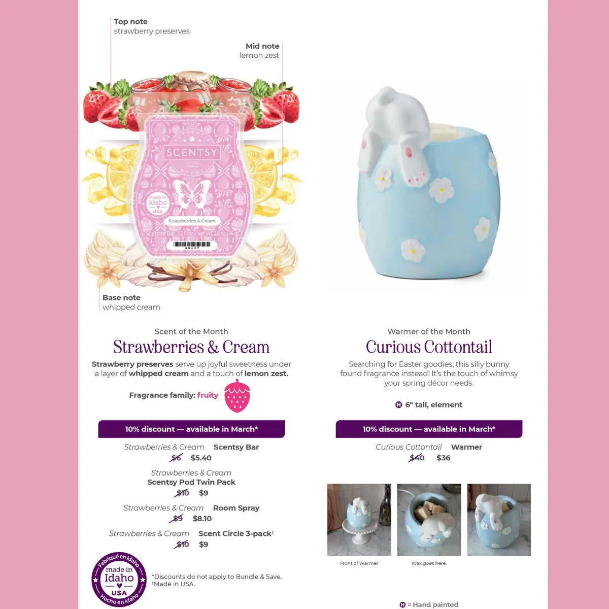 Scentsy March 2025 Warmer of the Month - Curious Cottontail + Strawberries & Cream