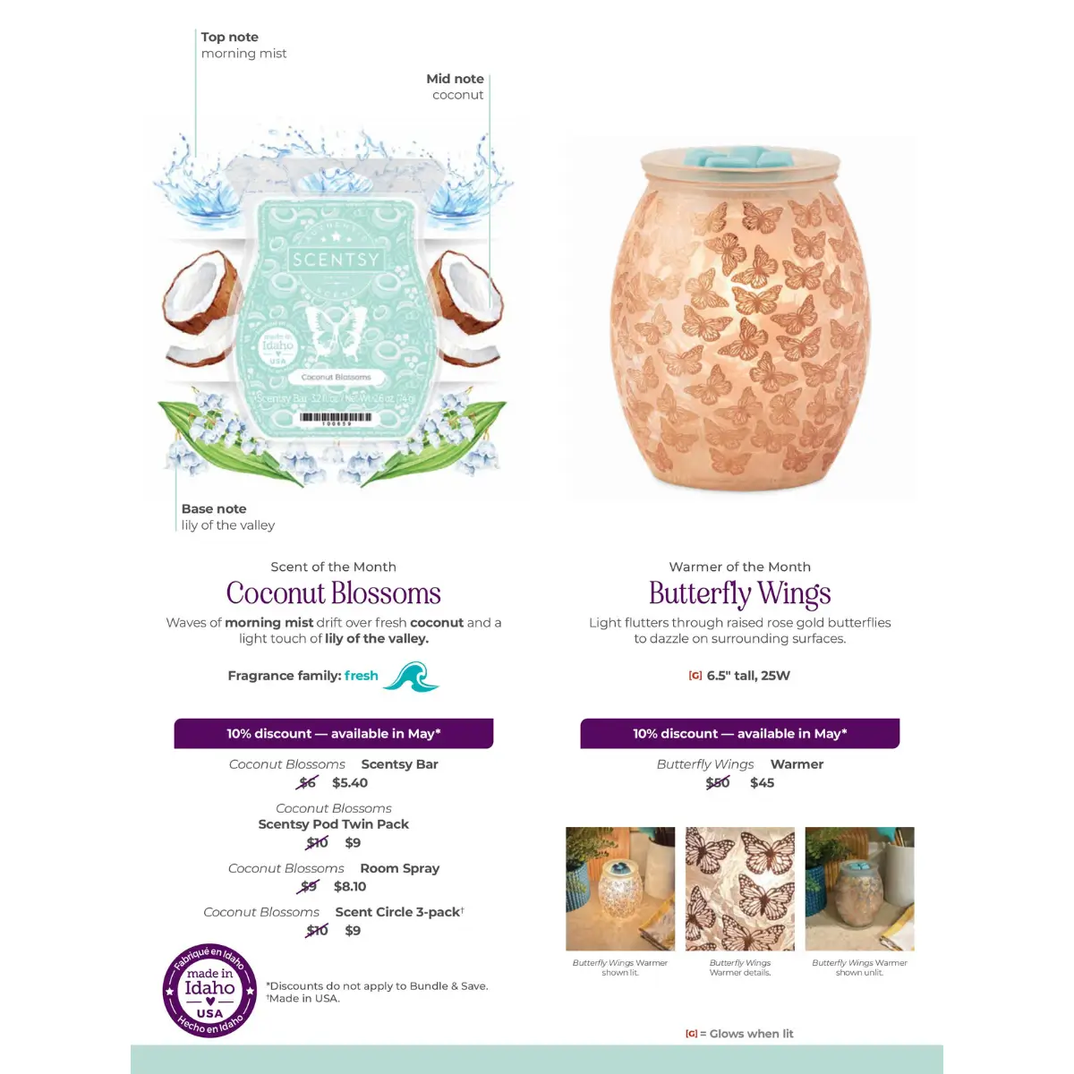 Scentsy May 2025 Warmer of the Month | Butterfly Wings + Coconut Blossoms
