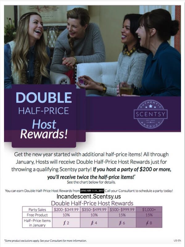 Have a Scentsy Party ~ Double Half-price Host Rewards January 2017!