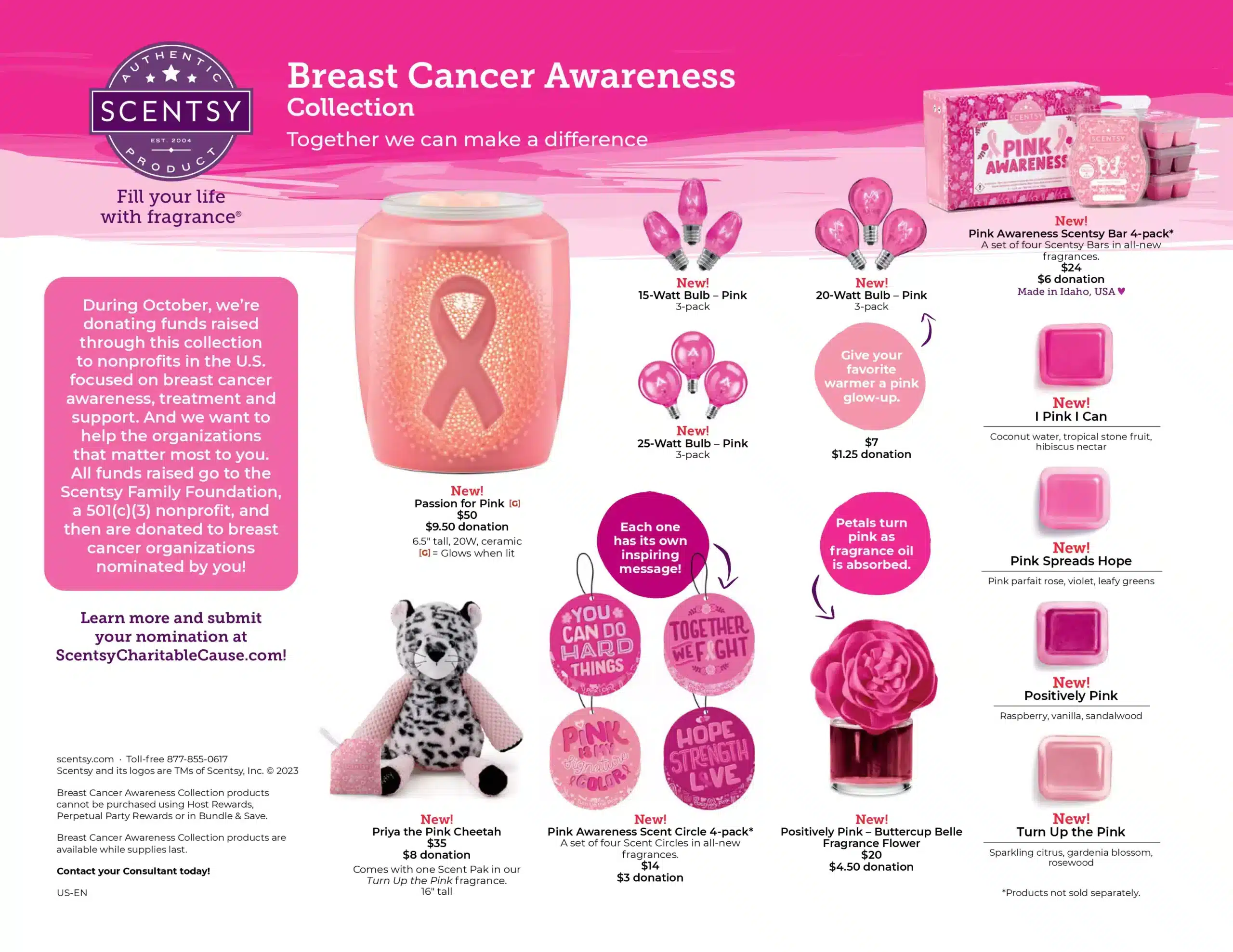 Breast Cancer Awareness Pink Scentsy Collection