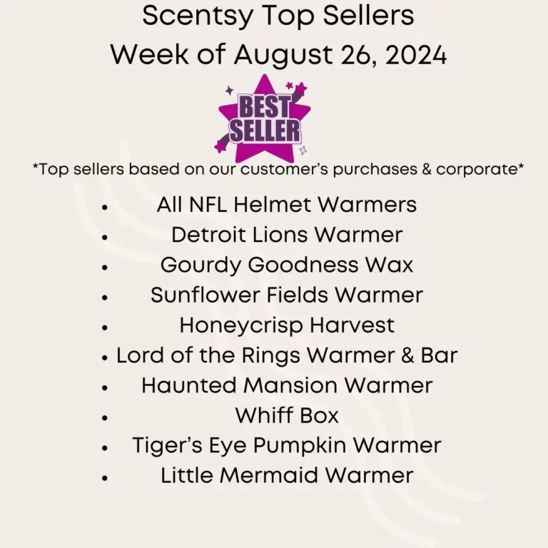 Scentsy Top Sellers - Week of August 26, 2024