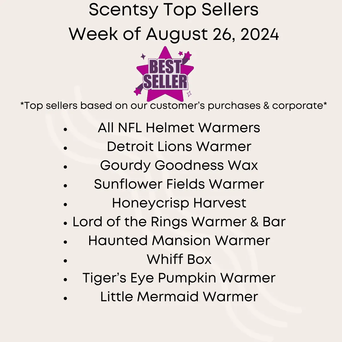 Scentsy Top Sellers - Week of August 26, 2024