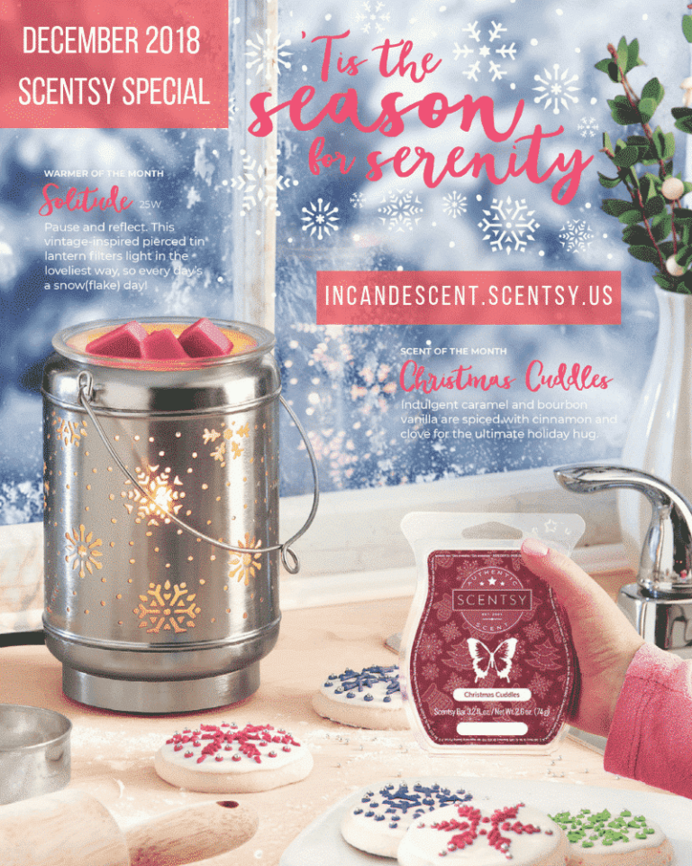 SCENTSY DECEMBER 2018 WARMER & SCENT OF THE MONTH - SOLITUDE SCENTSY WARMER & CHRISTMAS CUDDLES