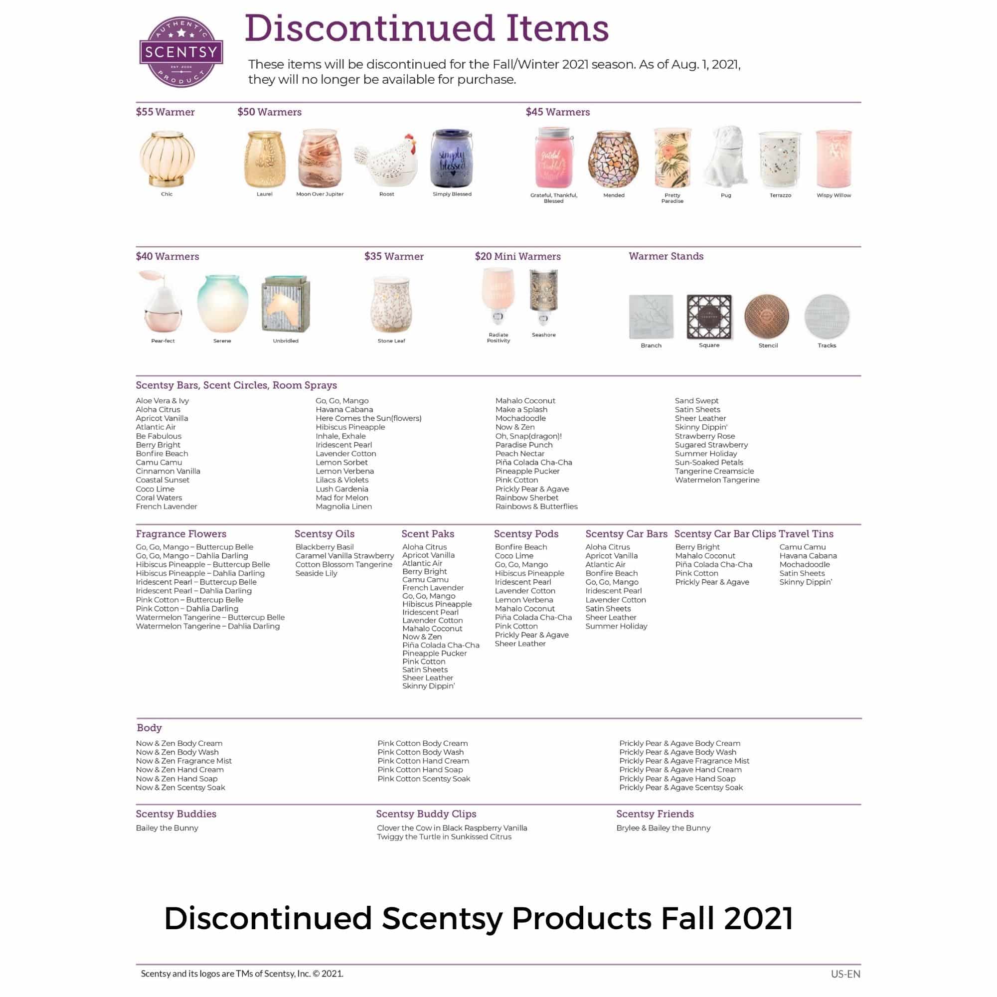 Discontinued Scentsy Products Fall 2021