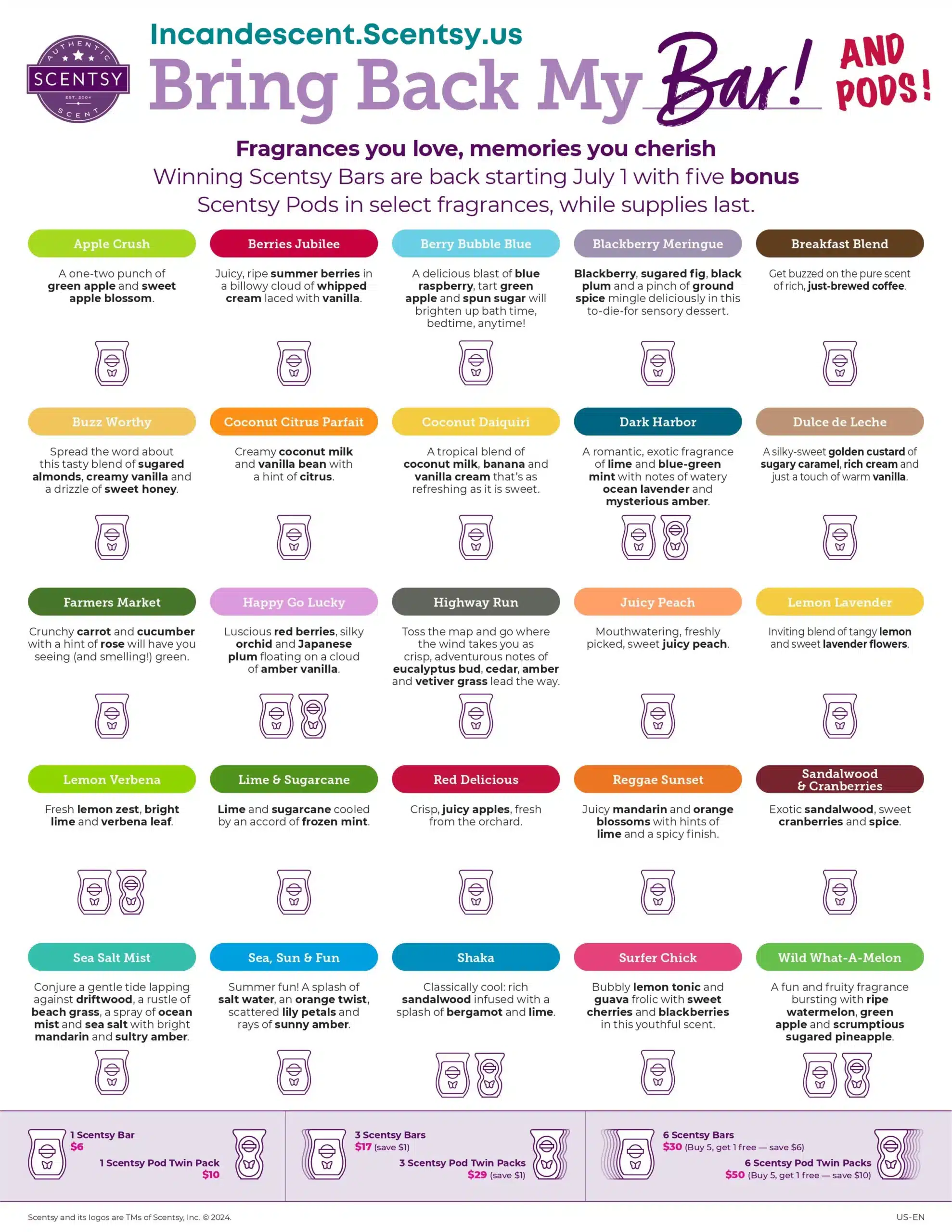 Scentsy July 2024 Bring Back my Bar