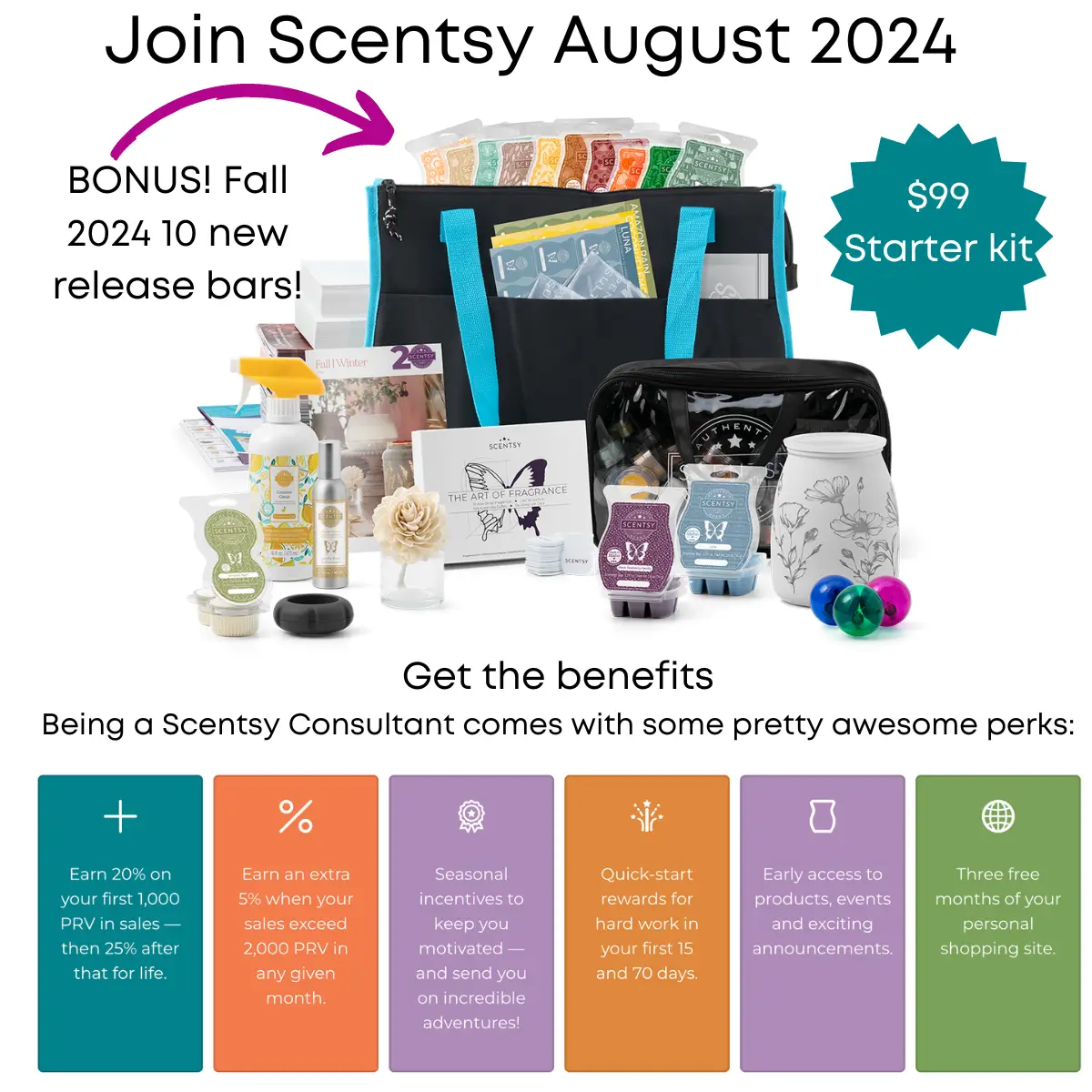 Join Scentsy in August 2024 | Fall Enhanced Starter Kit with 10 new Fall Scentsy Bars!