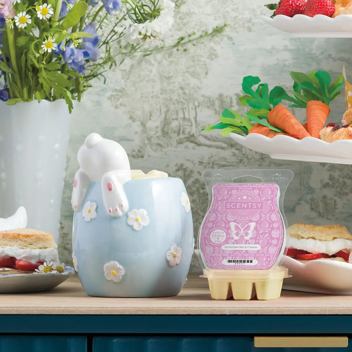 Scentsy March 2025 Warmer of the Month - Curious Cottontail + Strawberries & Cream