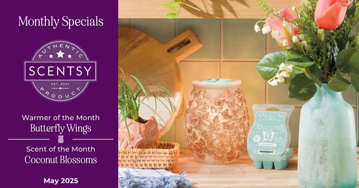 Scentsy May 2025 Warmer of the Month | Butterfly Wings + Coconut Blossoms