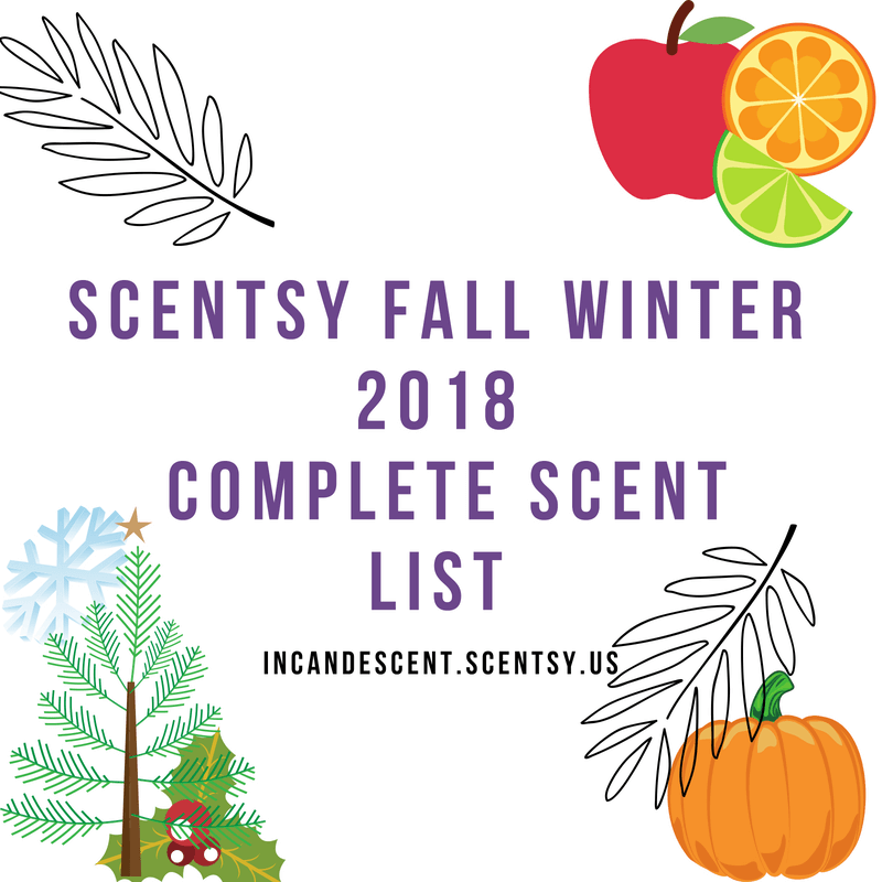 SCENTSY COMPLETE SCENT LIST FOR FALL WINTER 2018 2019