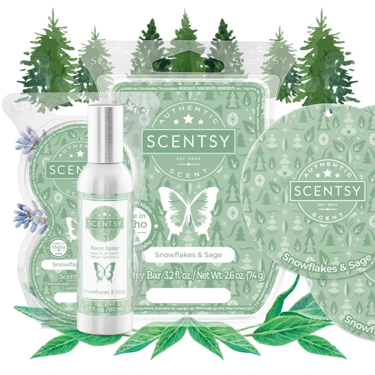 Scentsy December 2024 Warmer of the Month - Golden Crest + Snowflakes & Sage