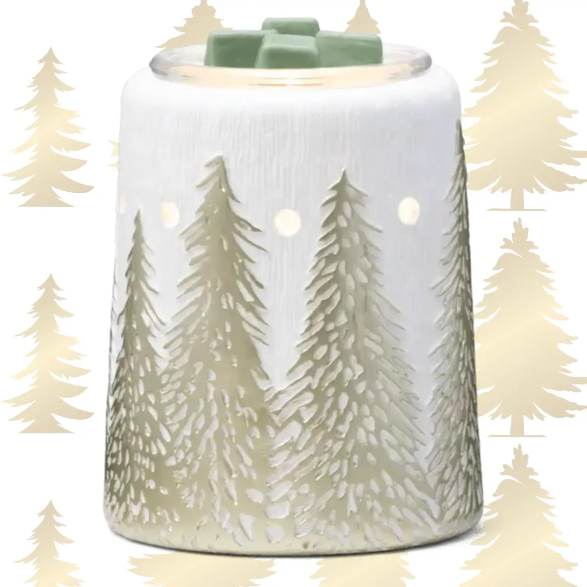 Scentsy December 2024 Warmer of the Month - Golden Crest + Snowflakes & Sage