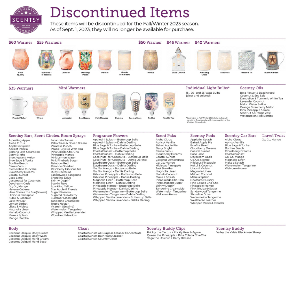 Scentsy Discontinued Product List | Fall 2023