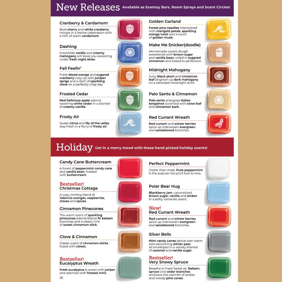 Complete Scentsy Fall Winter 2023 Catalog Scent List