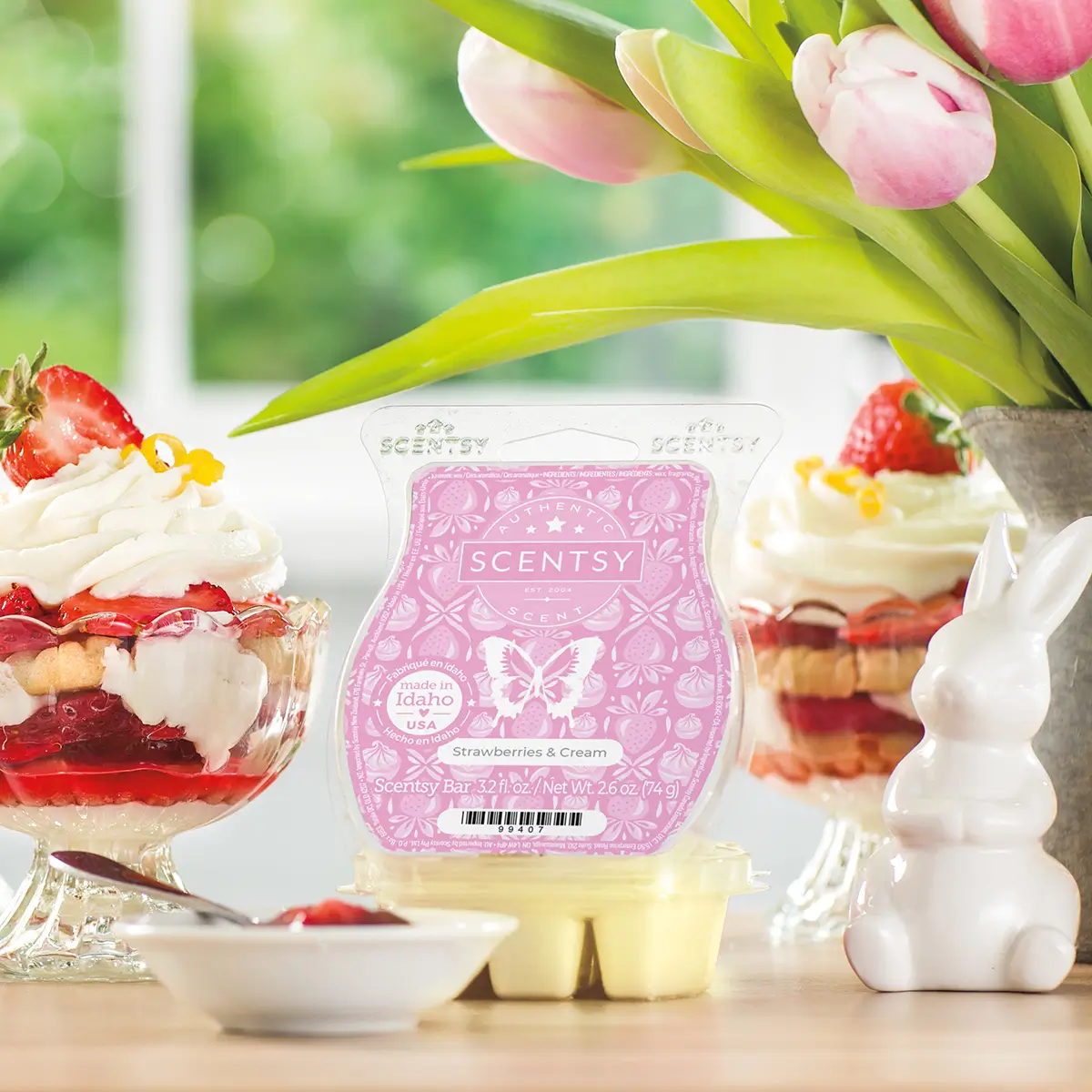 Scentsy March 2025 Warmer of the Month - Curious Cottontail + Strawberries & Cream
